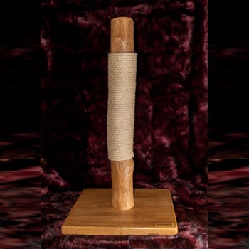 Bepoke Wooden Large Maine Coon cat scratch post front view