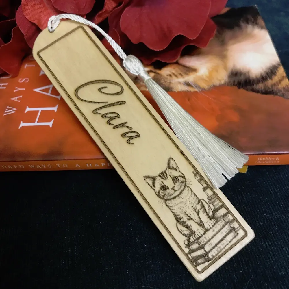 Tabby Cat on Books - Personalised Bookmark
