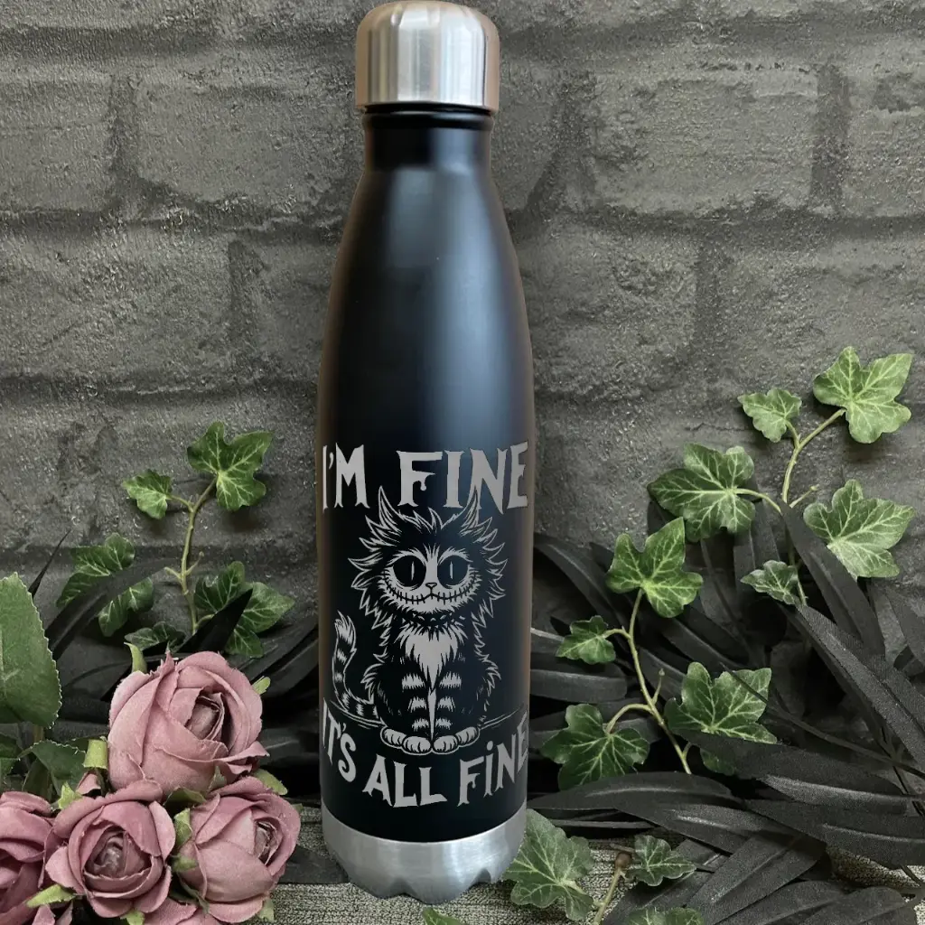 Laser engraved bottle - Cheshire Cat