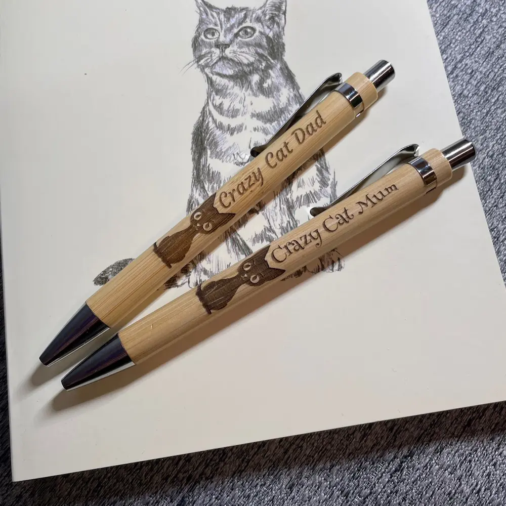 Crazy Cat Mum / Dad Bamboo Pens