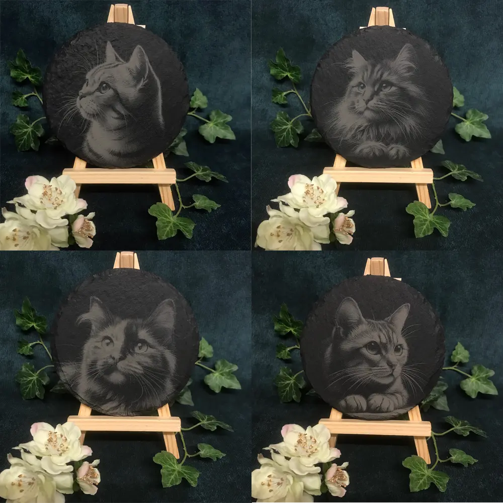 Dreamy Cats - Round Slate Coasters