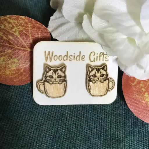 Cats in Cups - Barista Stud Earrings