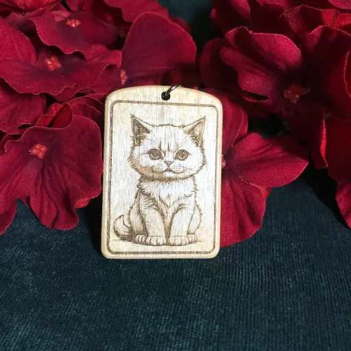 White Long Fur Cat Keyring