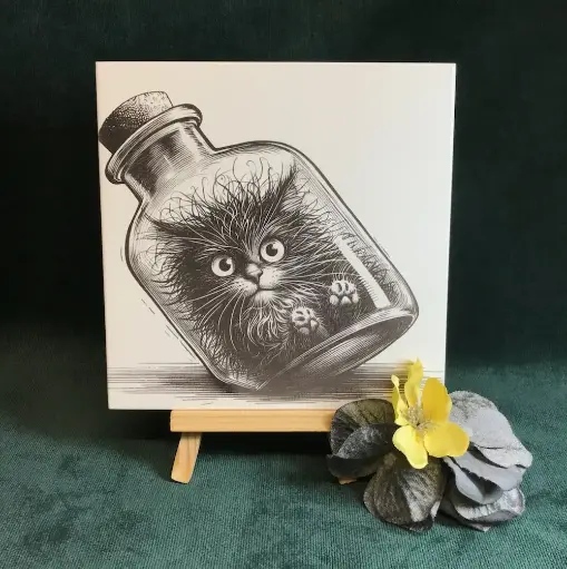 Cat in Bottle Tile