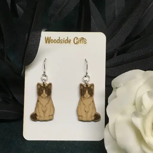 Black and White Cat - Dangly Earrings
